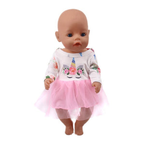 Doll Clothes 15 Styles T-Shirt+Skirt/Pants Unicorn Dress Fit 18 Inch American Doll&43 Cm Baby Doll For Our Generation Girl`s Toy