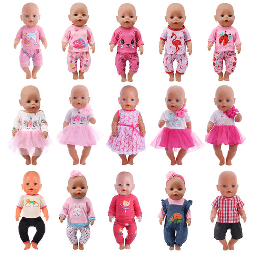 Doll Clothes 15 Styles T-Shirt+Skirt/Pants Unicorn Dress Fit 18 Inch American Doll&43 Cm Baby Doll For Our Generation Girl`s Toy