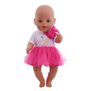 Doll Clothes 15 Styles T-Shirt+Skirt/Pants Unicorn Dress Fit 18 Inch American Doll&43 Cm Baby Doll For Our Generation Girl`s Toy